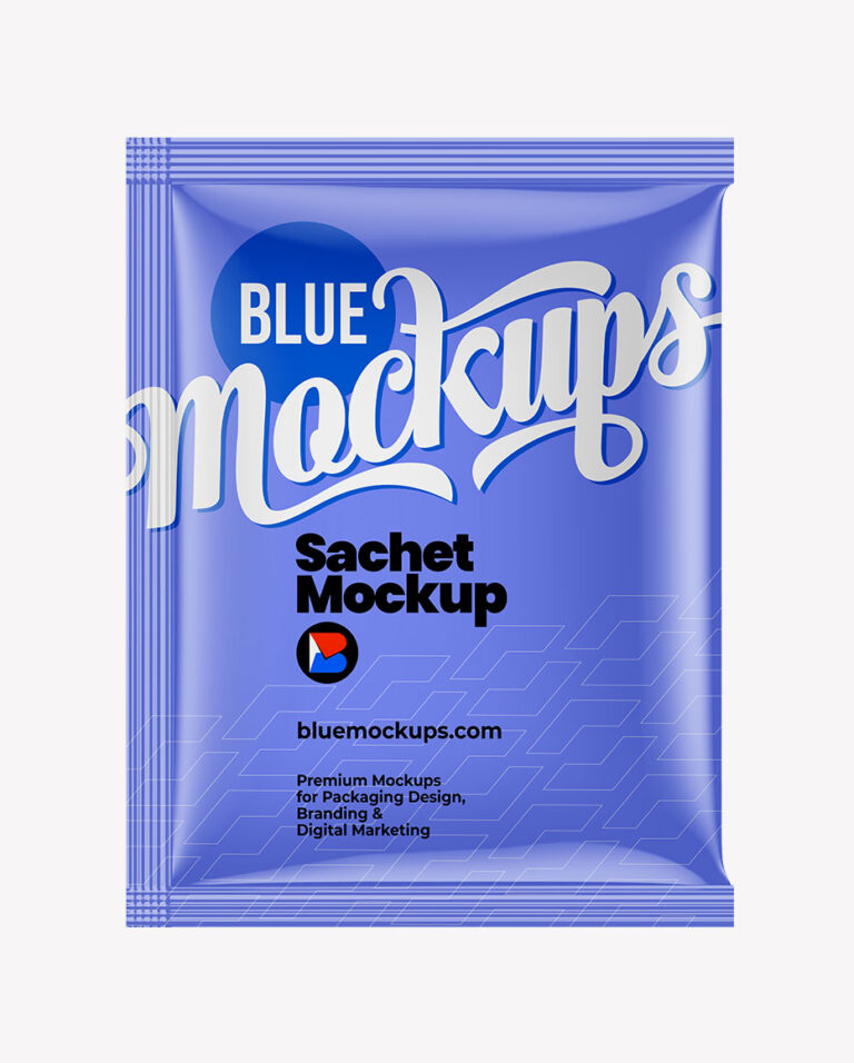 Sachet Mockup | Glossy – Blue Mockups