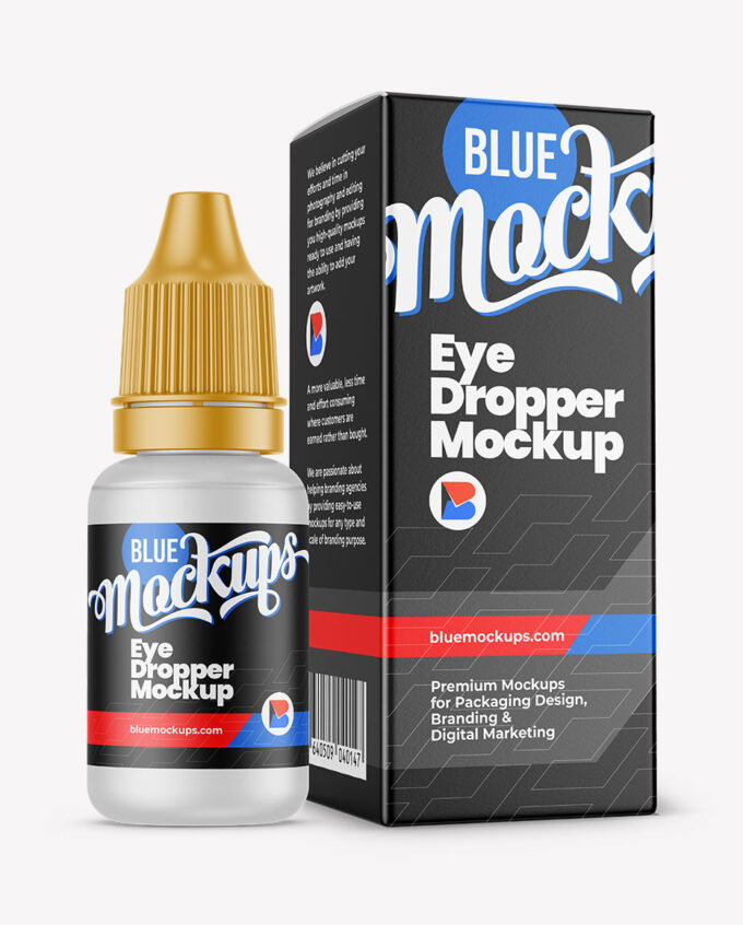 Semitransparent Dropper Bottle with Paper Box Mockup | 15ml