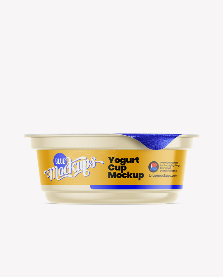Yogurt Cup Mockup | Front – Blue Mockups