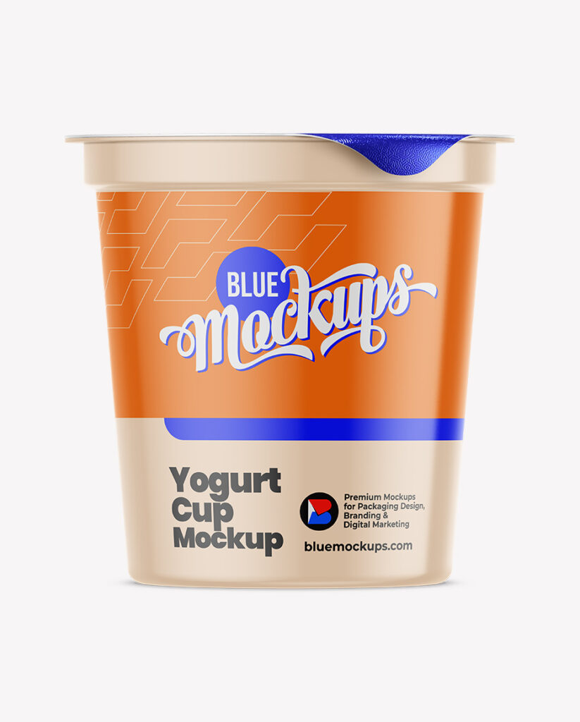 Yogurt Cup Mockup Front Blue Mockups