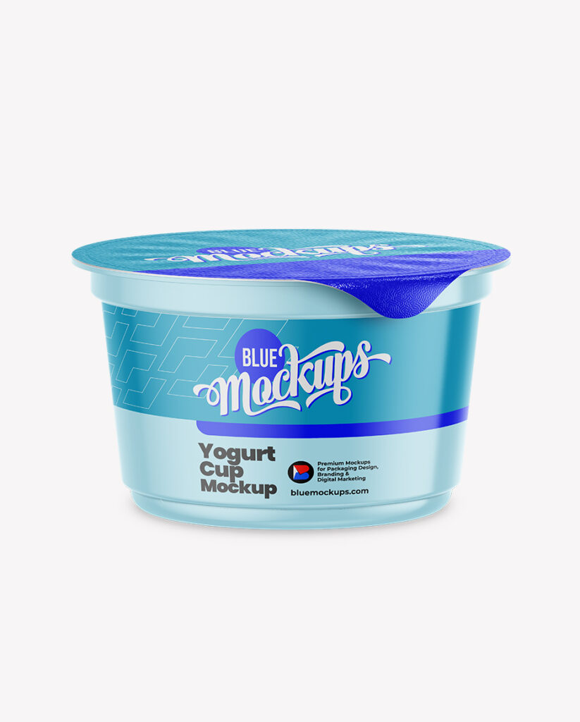 Yogurt Cup Mockup | Top View – Blue Mockups