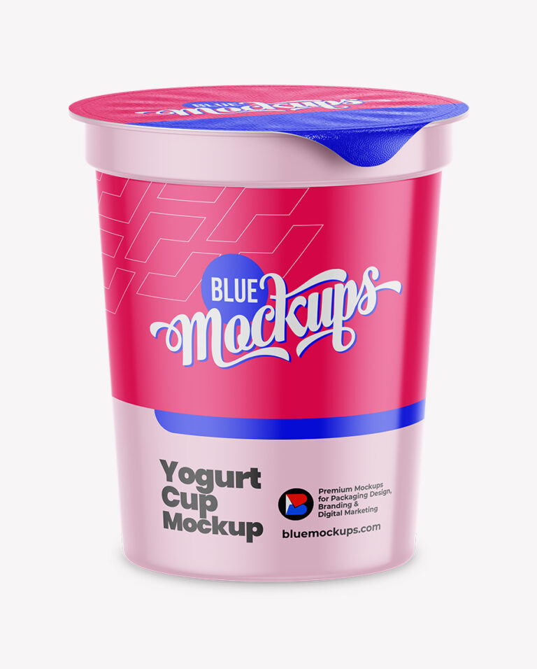 Yogurt Cup Mockup | Top View – Blue Mockups