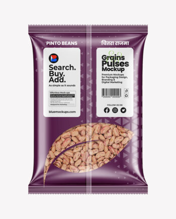 Glossy Food Bag Mockup | Pinto Beans | Back View