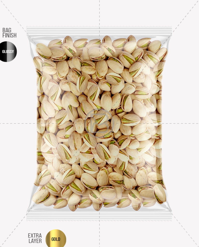 Glossy Dry Fruits Bag Mockup Pistachio Blue Mockups