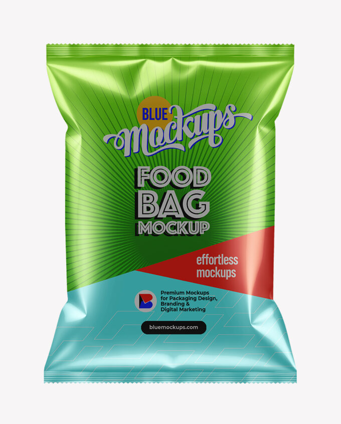 Food Bag Mockup | Metallic